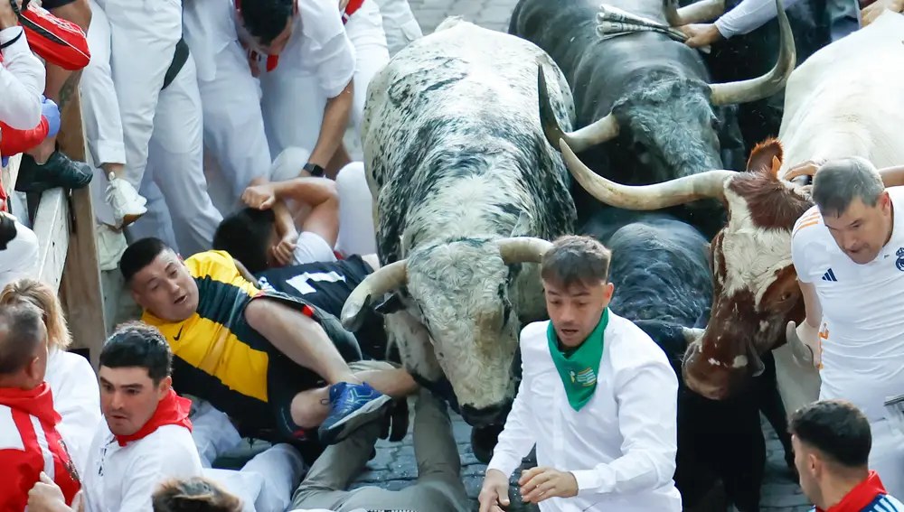 Los peligrosos Cebada Gago protagonizan el segundo encierro de los Sanfermines