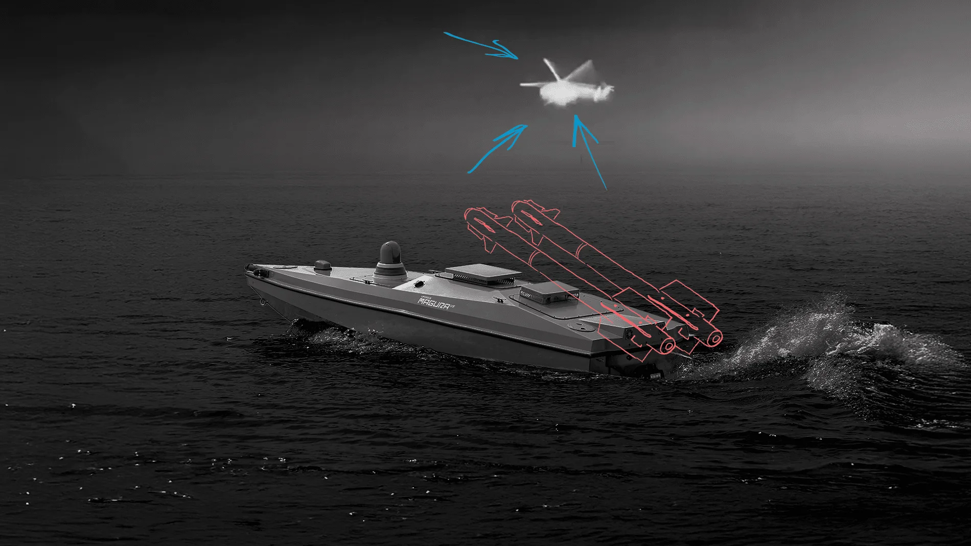 Aparece un navío dron navegando por el mar