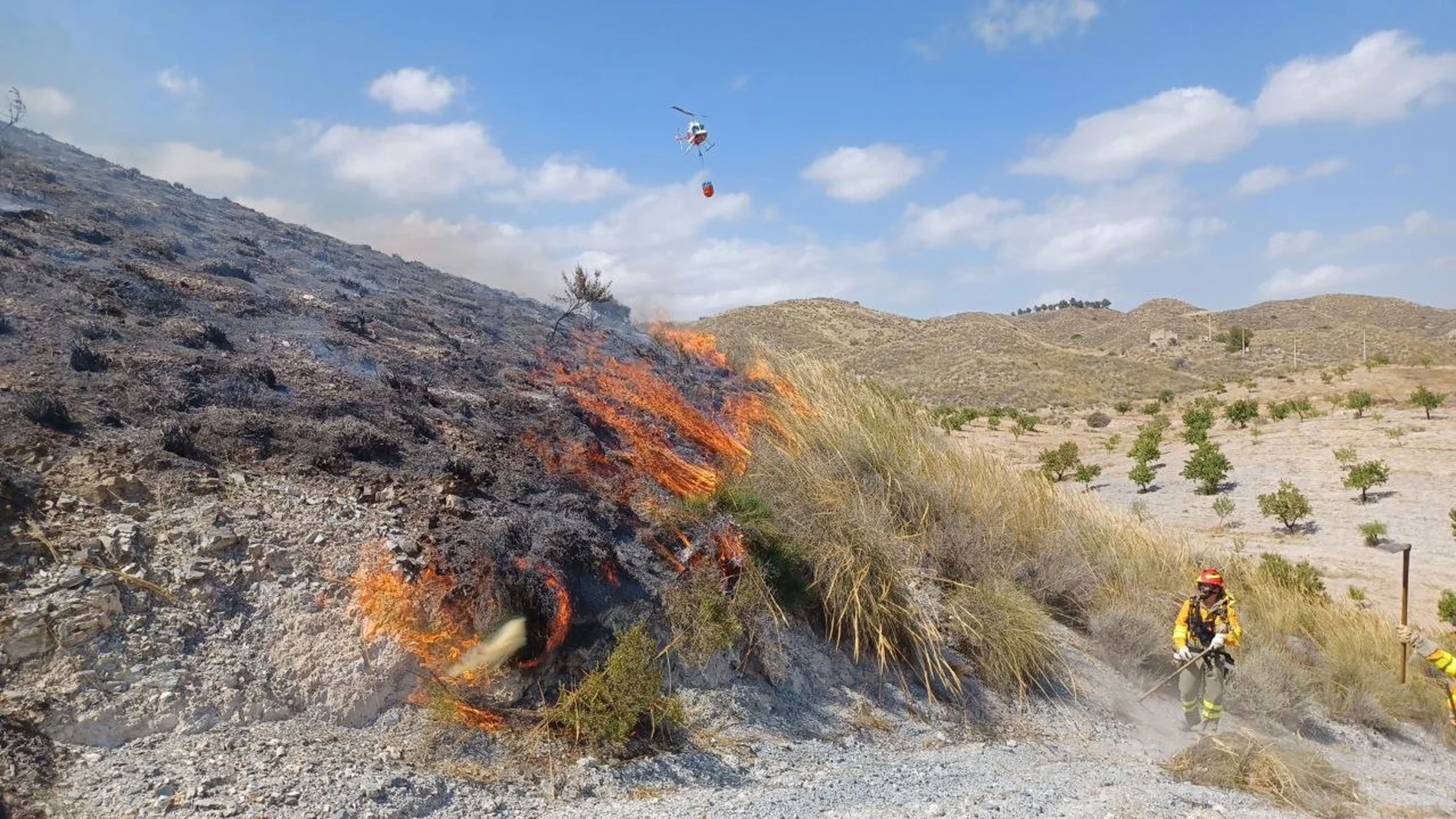 MURCIA.-Sucesos.- Dan por controlado un conato de incendio forestal en el Paraje de El Aljibejo, en Lorca.