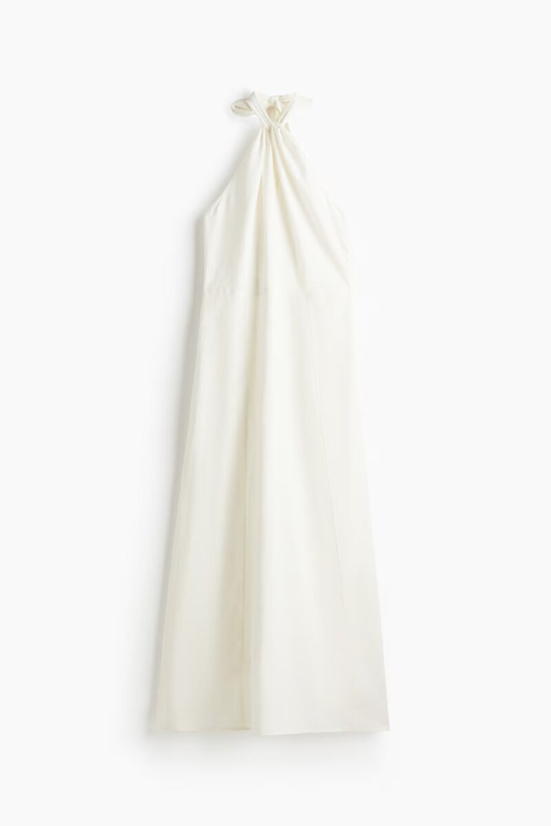 Vestido halter en mezcla de lino.