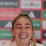 Athenea del Castillo, durante la rueda de prensa este martes en Lausana, Suiza.