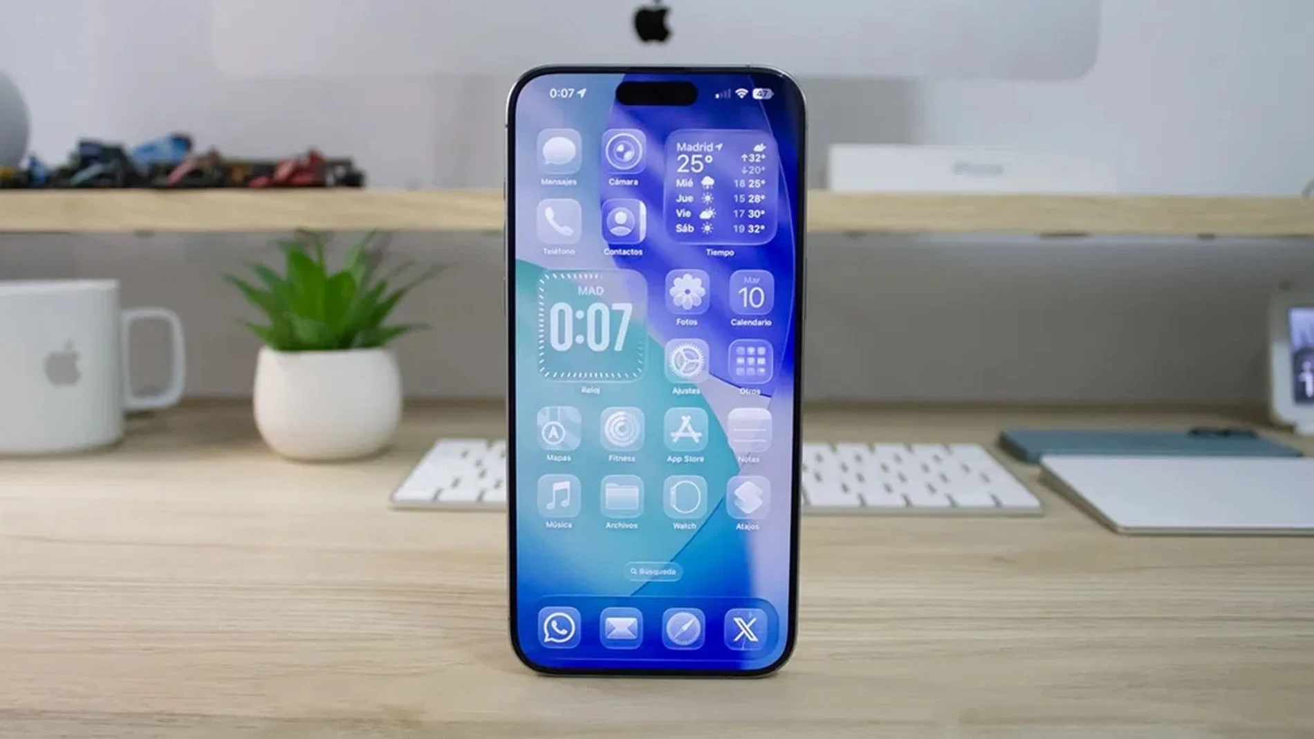Pantalla de inicio en iOS 26