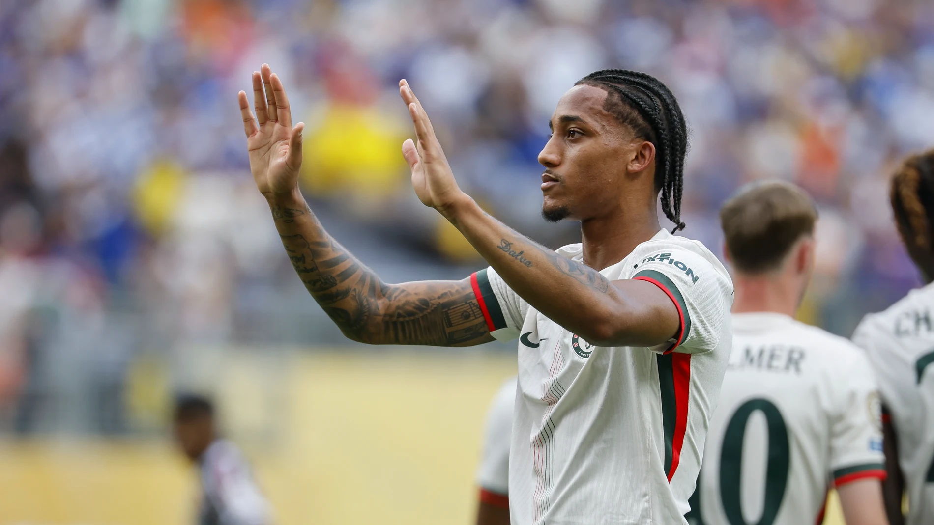 EAST RUTHERFORD (United States), 08/07/2025.- Joao Pedro of Chelsea gestures after scoring the 0-1 goal during the FIFA Club World Cup 2025 semi-final soccer match between Fluminense FC and Chelsea FC in East Rutherford, New Jersey, USA, 08 July 2025. (Mundial de Fútbol) EFE/EPA/CJ GUNTHER