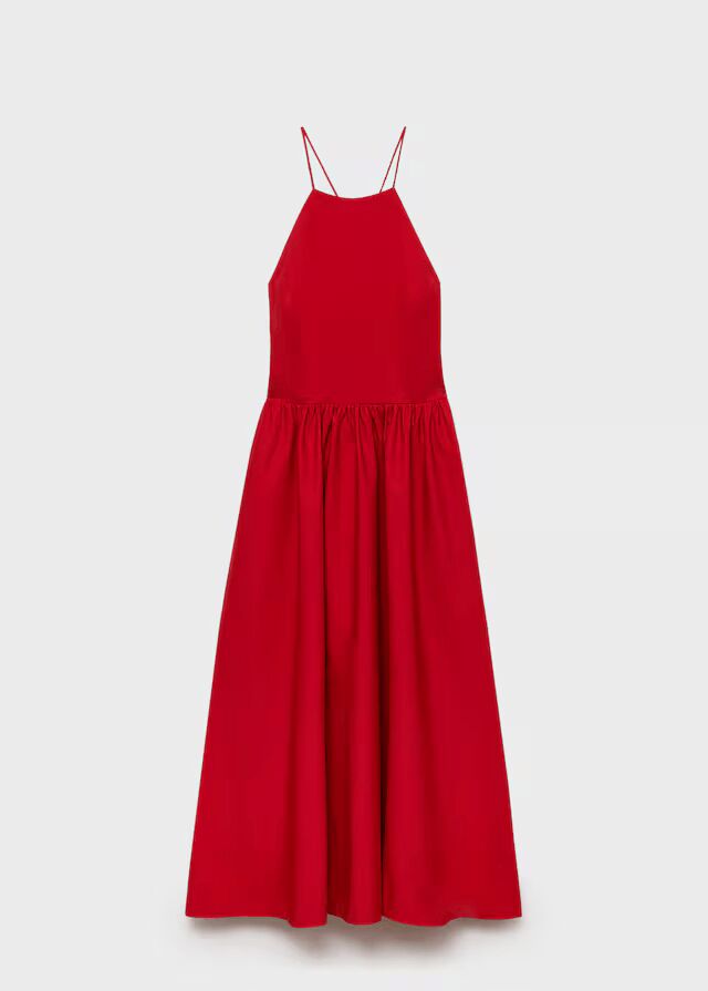 Vestido halter espalda cruzada.