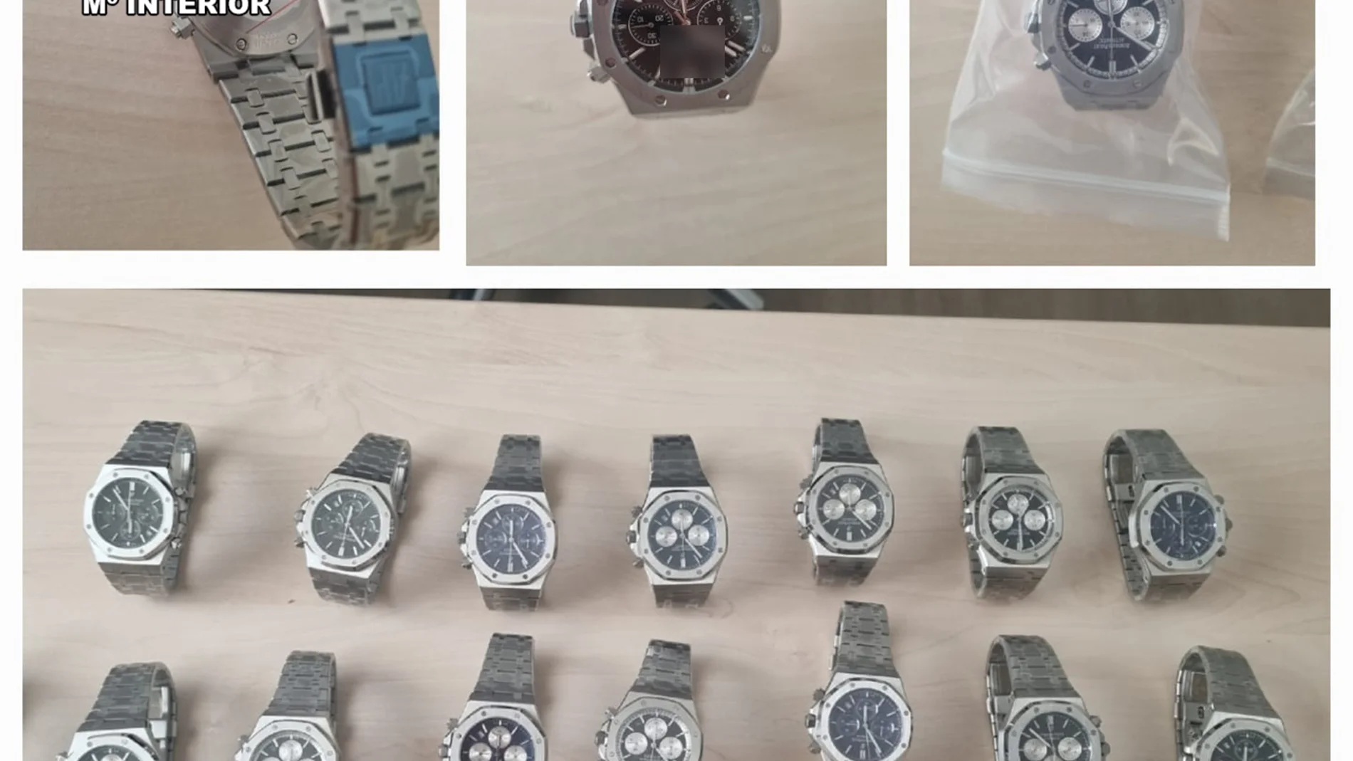 Relojes de pulsera de alta gama falsificados.