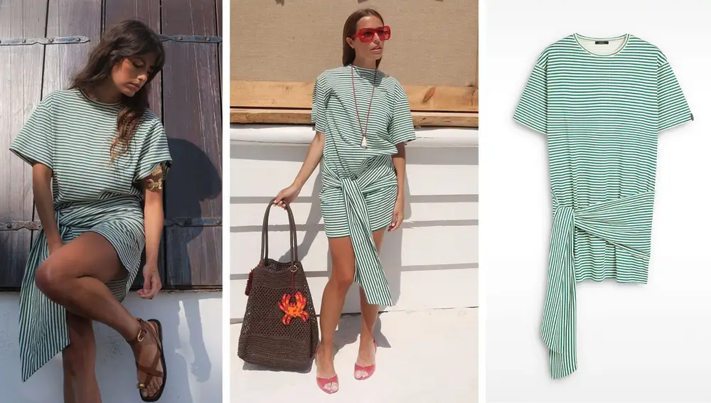 Vestido corto a rayas verdes