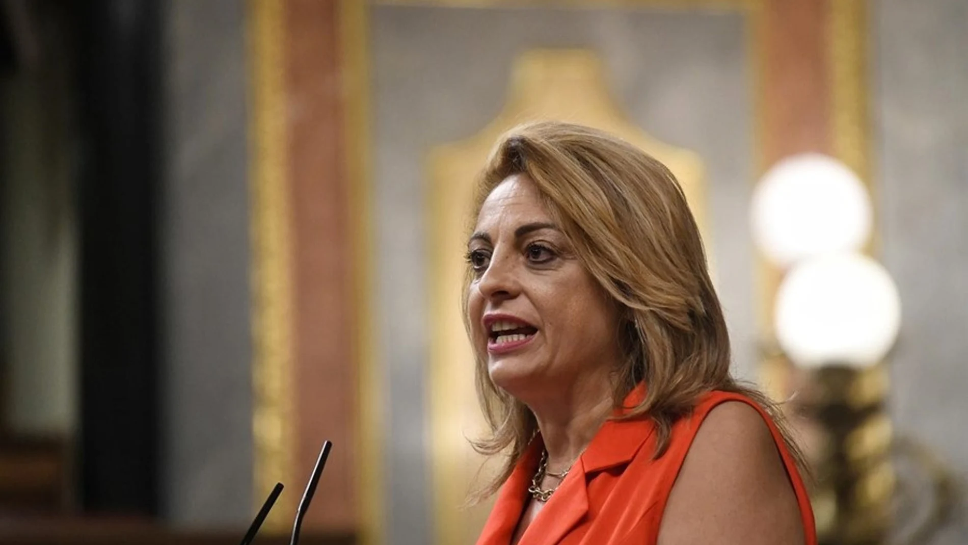 La diputada de Coalición Canaria, Cristina Valido, durante la mañana de este miércoles en el Congreso de los Diputados