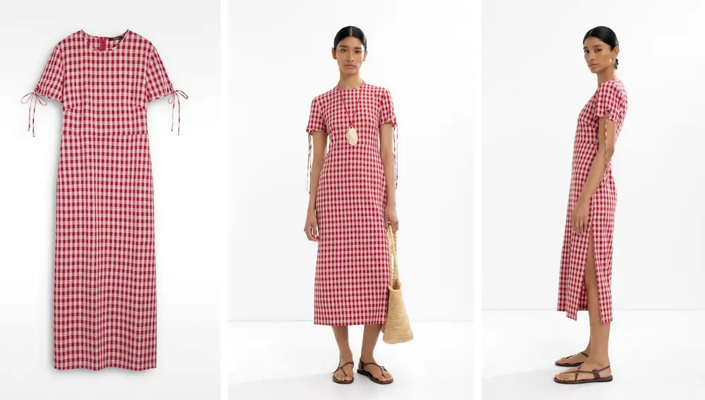 Vestido midi estampado vichy