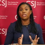 Leader of the Conservative Party Kemi Badenoch delivers speech in London
