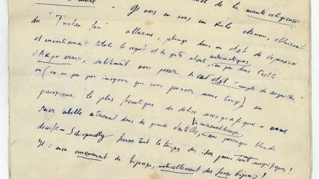 Una imagen de la carta a Massine