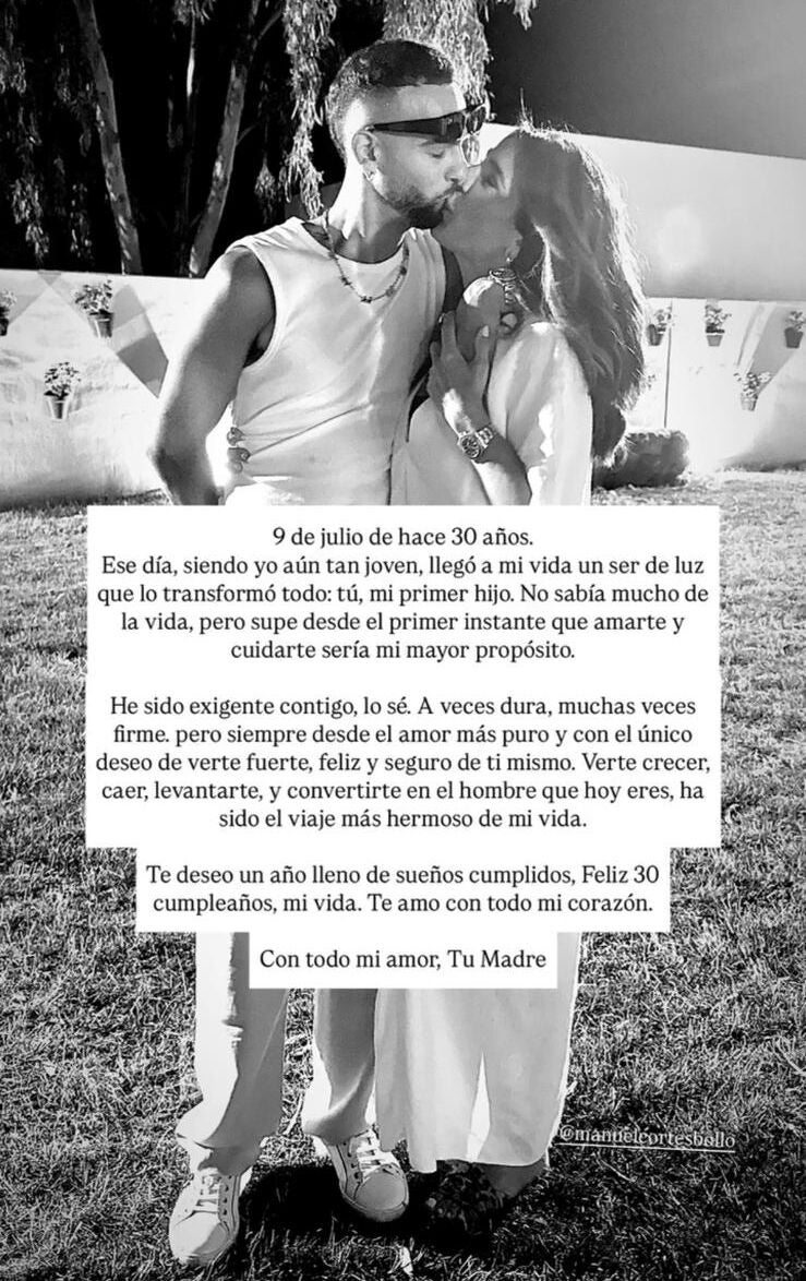 Story de Raquel Bollo para su hijo, Manuel Cortés