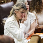 Yolanda Díaz, llorando en el Congreso