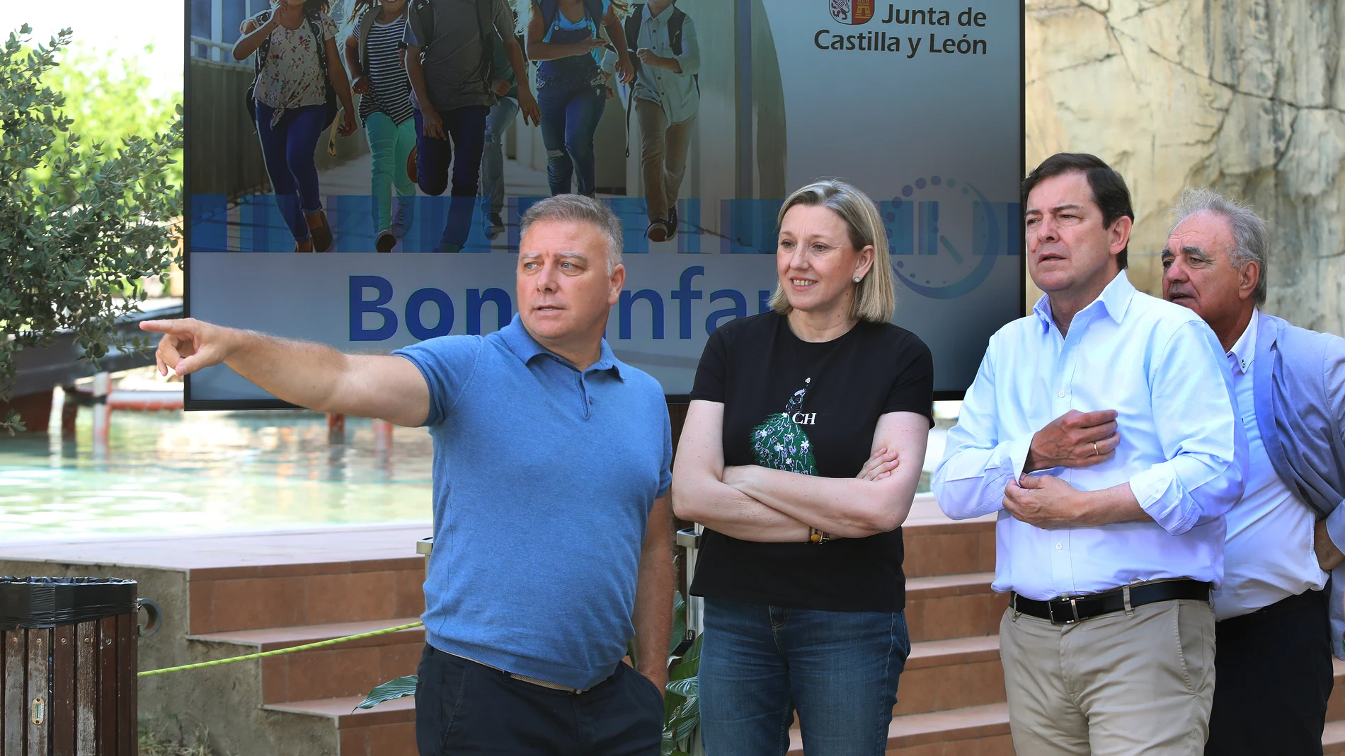 El presidente Alfonso Fernández Mañueco y la vicepresidenta Isabel Blanco, presentan el nuevo el "Bono Infantil" en las instalaciones de "La Roca" en Palencia