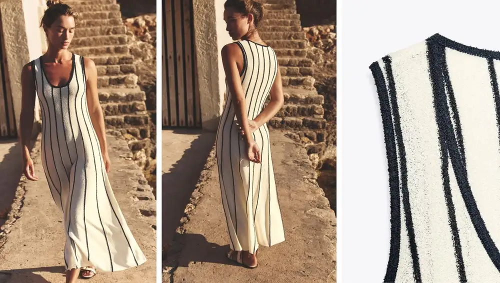 Vestido de punto con rayas