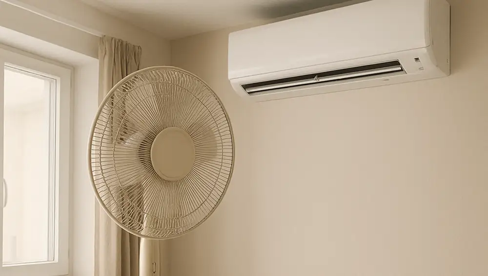 ¿Cuál es la diferencia de consumo eléctrico entre un ventilador y un aire acondicionado?