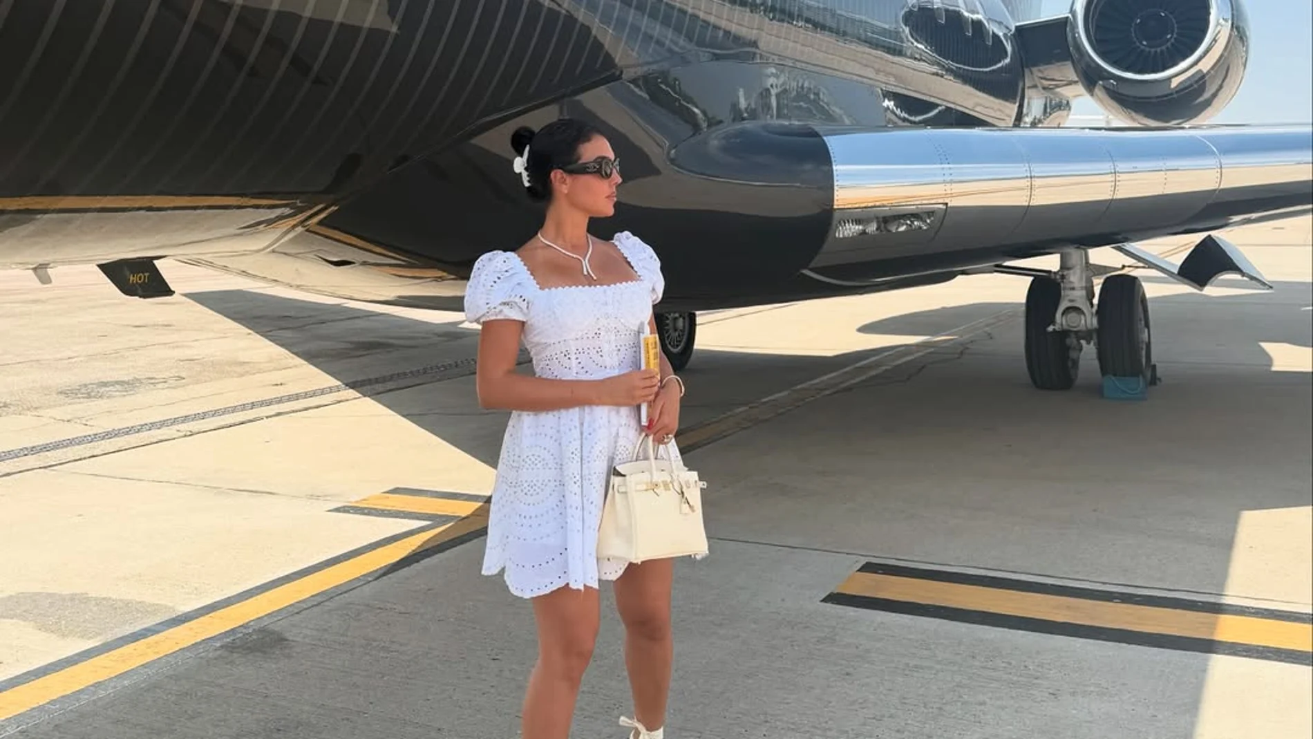 Georgina Rodríguez con su look en Ibiza.