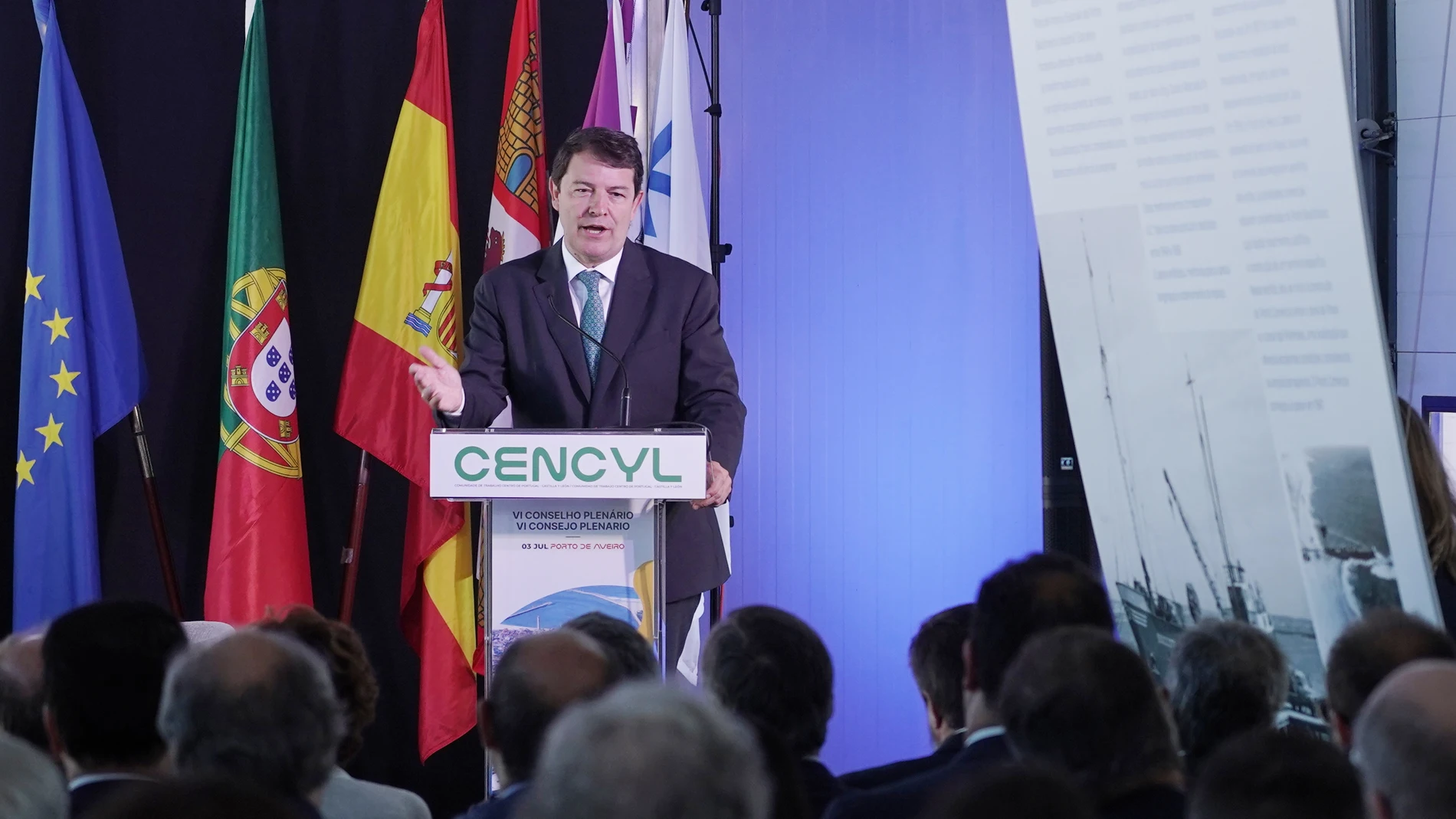 El presidente de Castilla y León, Alfonso Fernández Mañueco, durante la última reunión de trabajo con Portugal
