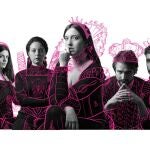 Imagen del elenco de 'Free Britney, una historia en verso del S.XXI': Saioa Lara, Paula Casales, Cristina Subirats, Iñigo Arricibita y Ángel Villalón 