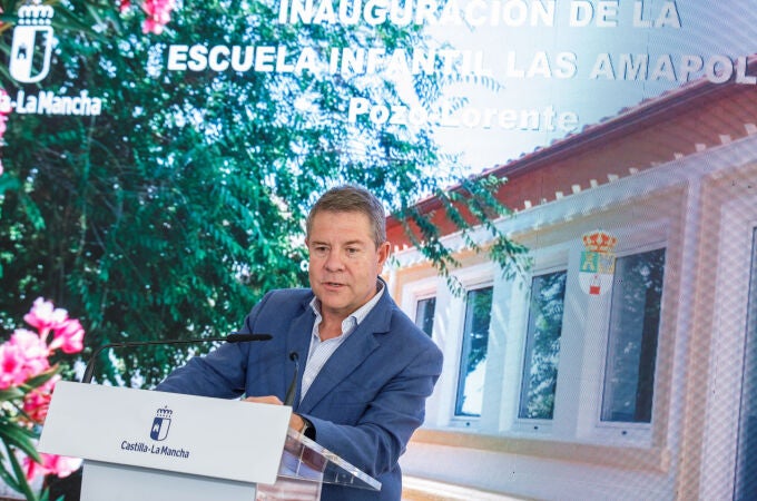  El presidente de Castilla-La Mancha, Emiliano García-Page, inaugura, en Pozo Lorente (Albacete), la Escuela Infantil ‘Las Amapolas’.