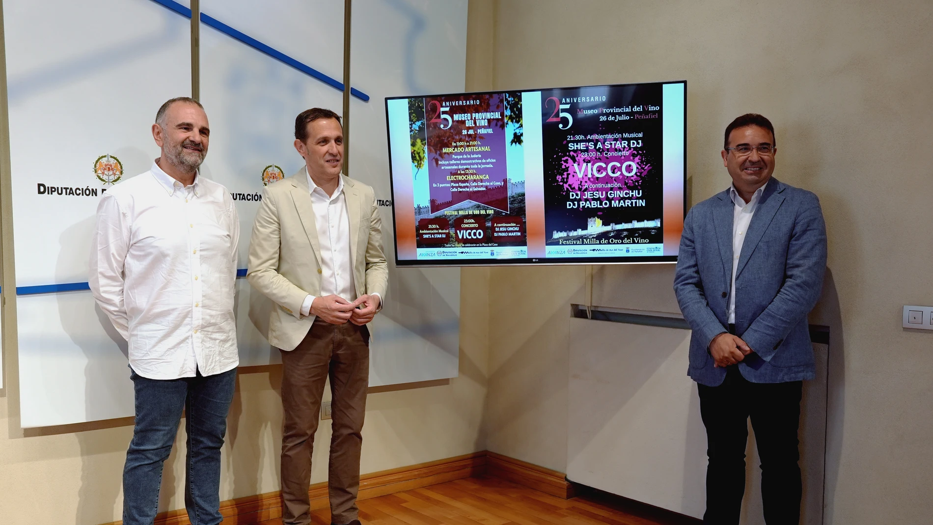 Íscar presenta los eventos por los 25 años del Museo del Vino de Peñafiel junto a Roberto Díez, el alcalde