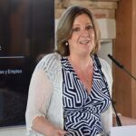 La consejera de Economía, Empresas y Empleo, Patricia Franco, en rueda de prensa este martes.