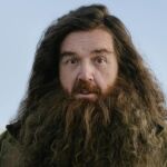 Nick Frost caracterizado como el profesor Rubeus Hagrid