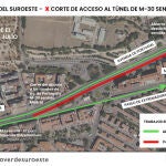Obras de la A-5: se corta el acceso al túnel de la M-30 en sentido Madrid 