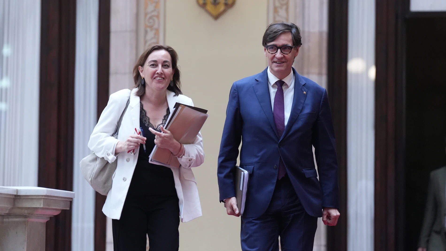 La consellera de Territorio, Vivienda y Transición Ecológica de la Generalitat, Sílvia Paneque, y el presidente de la Generalitat, Salvador Illa DAVID ZORRAKINO - EUROPA PRESS 15/07/2025