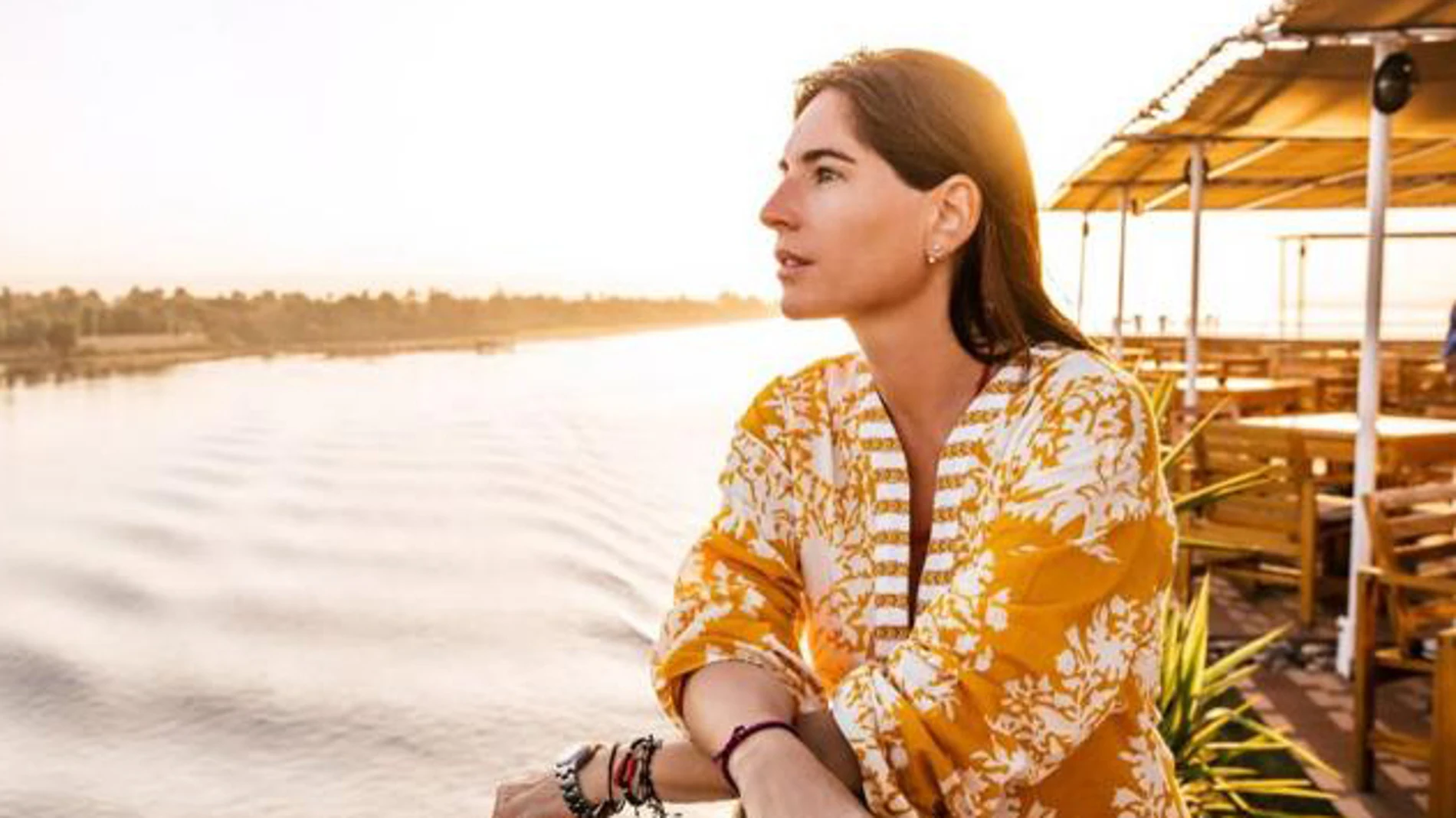 Lourdes Montes durante su viaje por Egipto