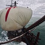El propio Felipe Debasa en la réplica de la Nao Santa María