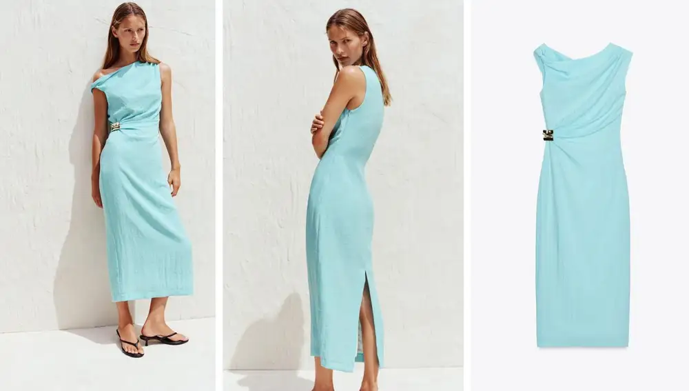 Vestido asimétrico turquesa (39,95€)