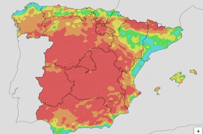 Mapa de incendios previsto por la AEMET para este jueves 