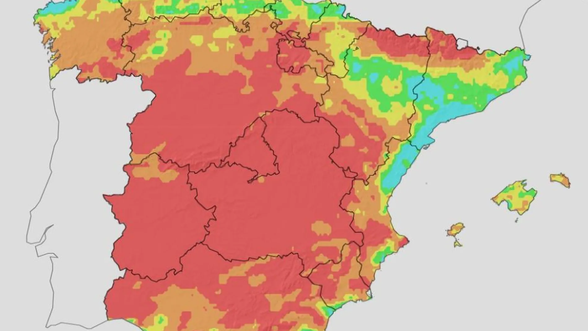Mapa de incendios previsto por la AEMET para este jueves