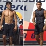 Óscar y Mario Casas presumen de cuerpos boxeando juntos en plena calle