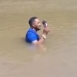 Las imágenes muestran el momento exacto en que Frazão, al notar el contacto con algo bajo el agua, alertó a las autoridades