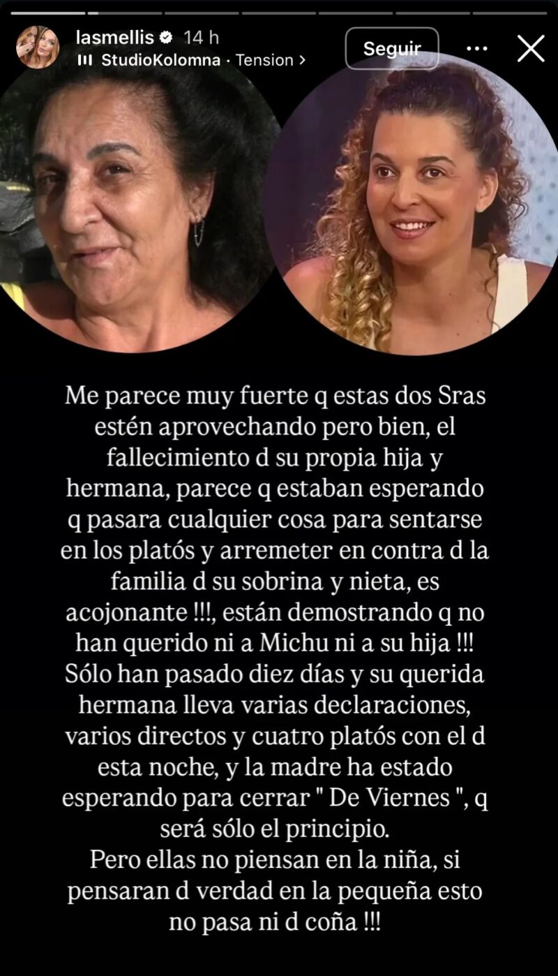 Story de Las Mellis contra Tamara e Inma, madre de Michu