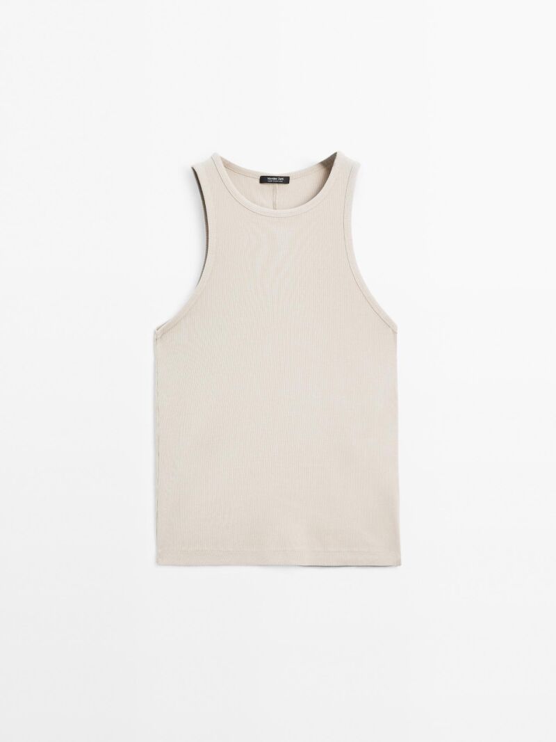 Top cuello halter mezcla algodón.