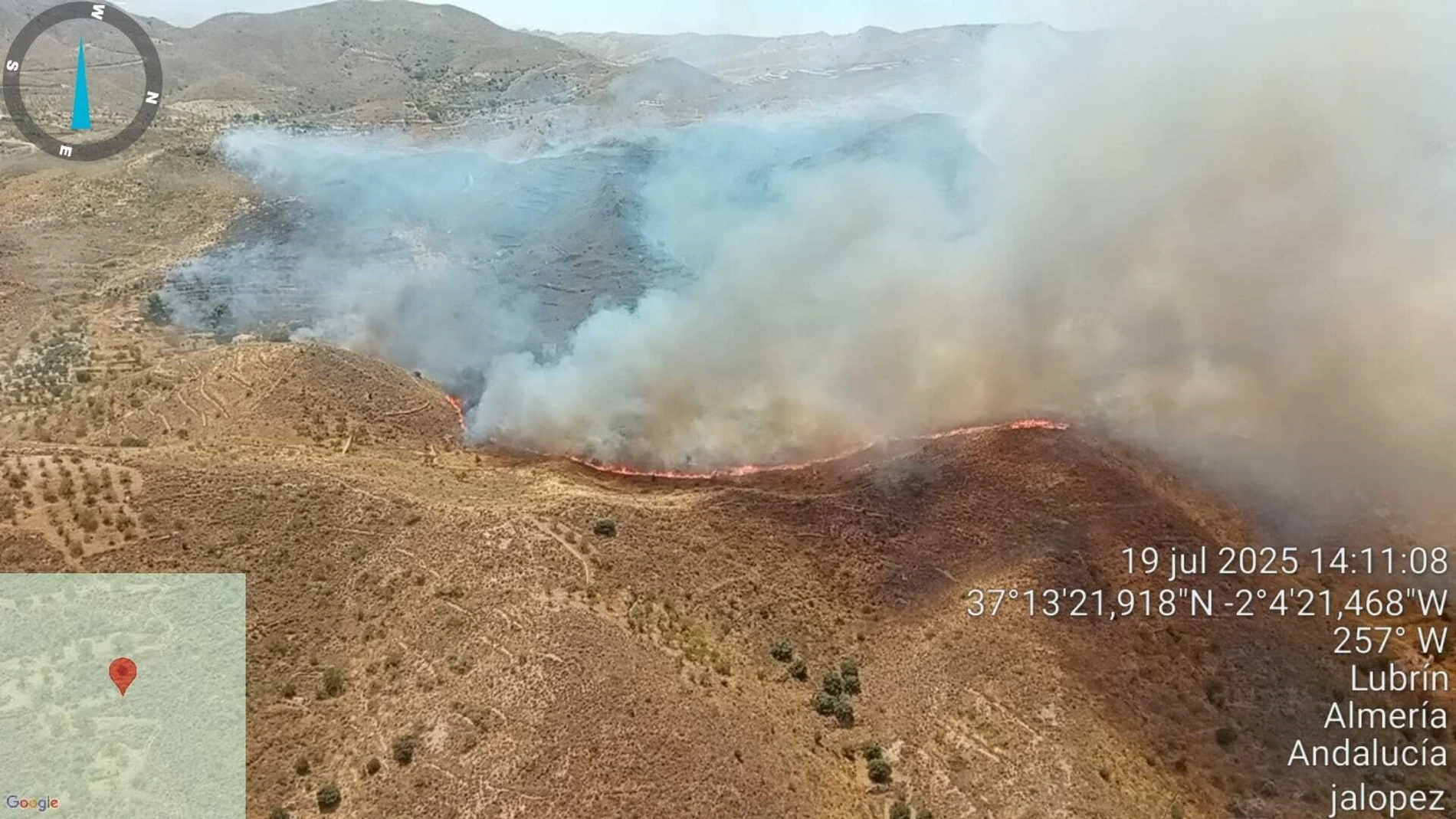 Imagen del incendio de Lubrín