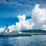 La fragata Méndez Núñez en las inmediaciones de las Islas Moluscas en su expedición hacia Japón