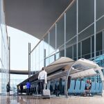 Desaparece la puerta de embarque: los pasajeros suben al cilindro y este al avión.