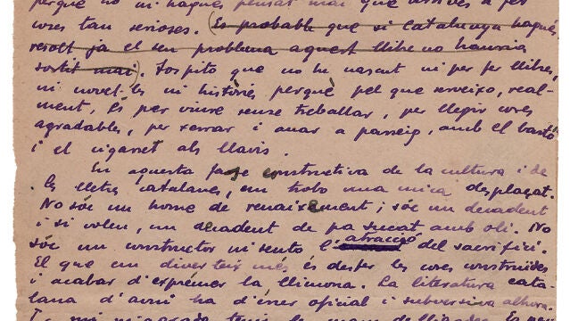 Prólogo manuscrito de Josep Pla para "Coses vistes"