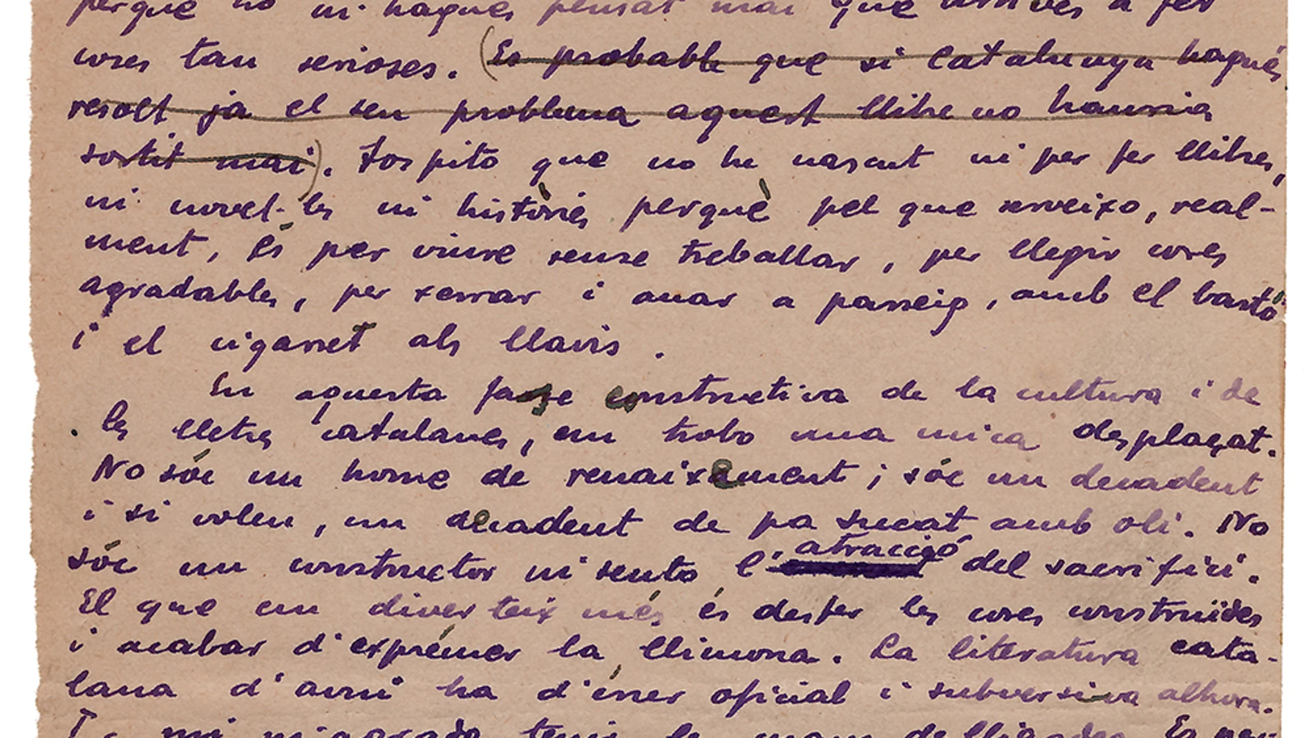Prólogo manuscrito de Josep Pla para "Coses vistes"