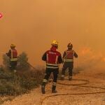 Efectivos en el incendio forestal de Ibi
