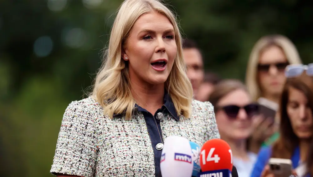 White House Press Secretary Karoline Leavitt speaks to the media in Washington
