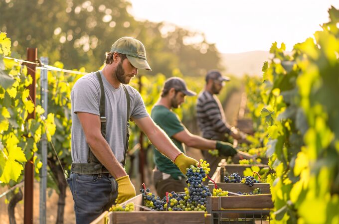 Trabajadores en la vendimia