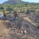 MURCIA.-Sucesos.- Bomberos apagan dos conatos de incendio forestal y agrícola en las inmediaciones del Rio Mula en Bullas