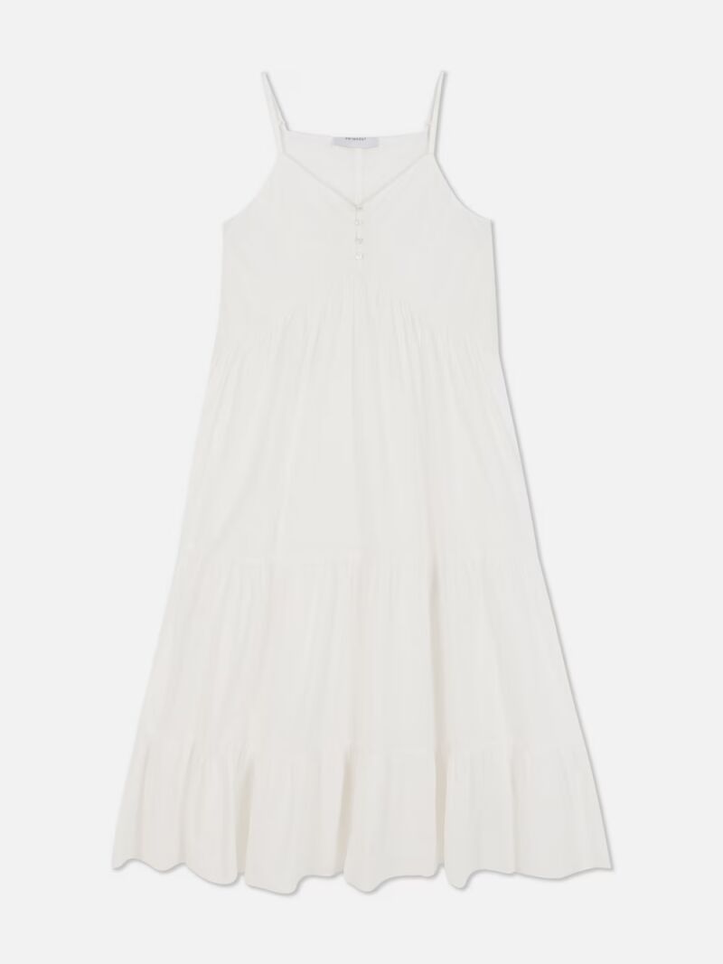 Vestido midi de tirantes con botones delanteros.