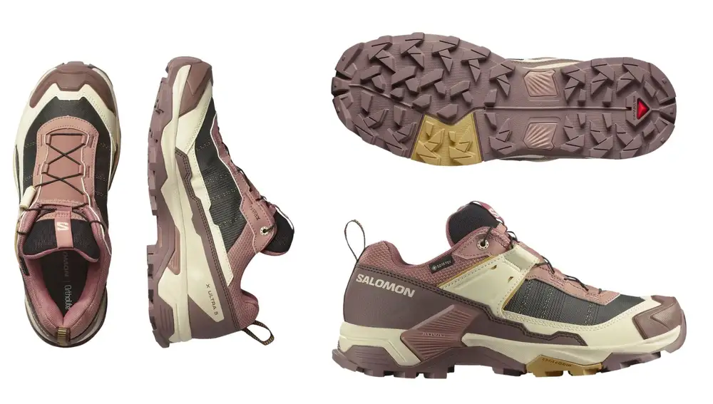 Las Salomon X Ultra 5 Gore-Tex combinan impermeabilidad y tracción para rutas técnicas o con barro.