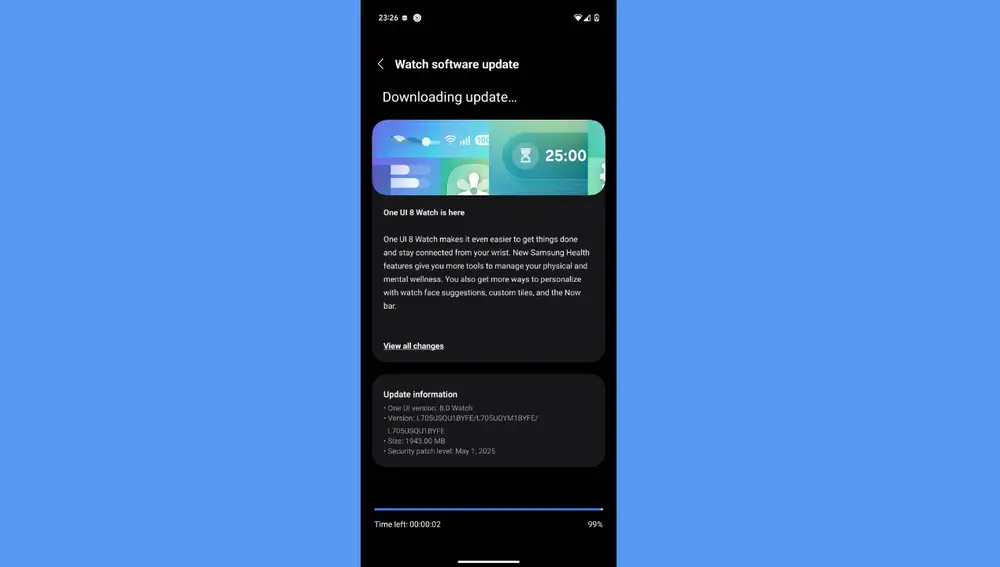 La actualización a One UI 8 Watch en un Samsung Galaxy Watch Ultra de USA