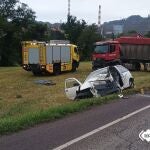 Suc.- AMP.- Fallece el conductor de un turismo en una colisión frontal con un camión en la AS-19, en Carreño (Asturias)